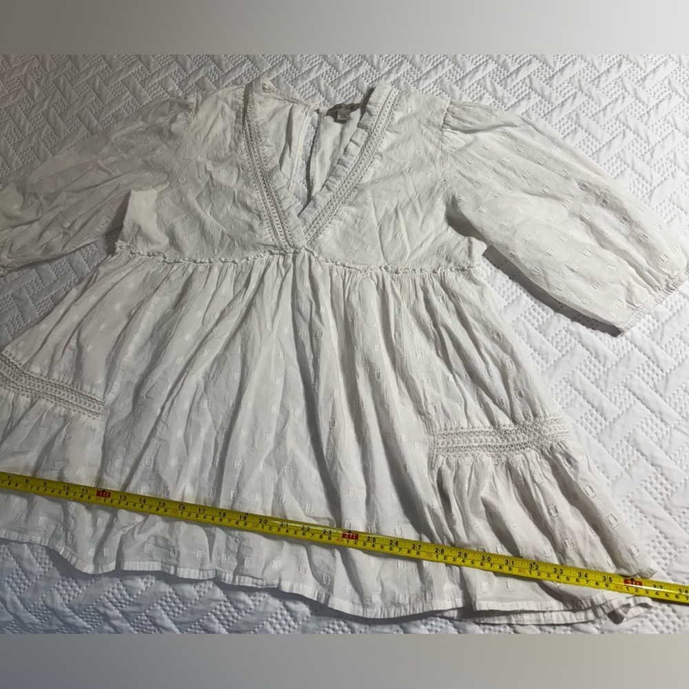 Charlie Paige White V-Neck Peasant Blouse 100% Cotton Lady Woman Size XL - Picture 9 of 11